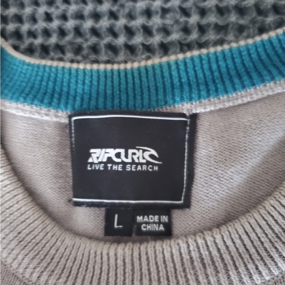 Rip Curl Men's Crewneck Sweater - Teal, Black, Gray - Picture 2 of 6